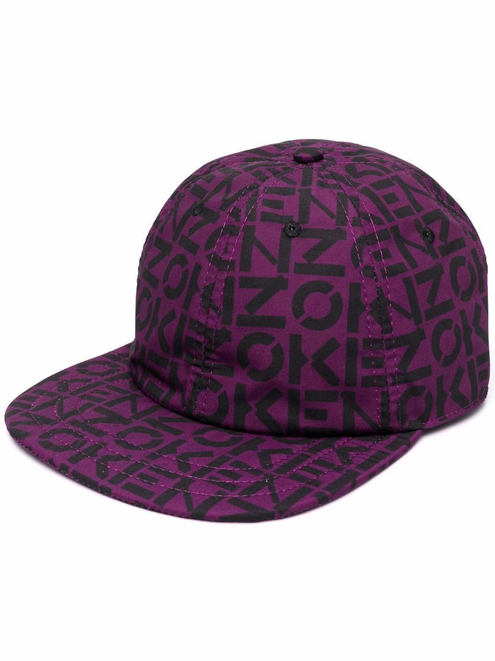 KENZO All Over Logo Cap Purple - MAISONDEFASHION.COM