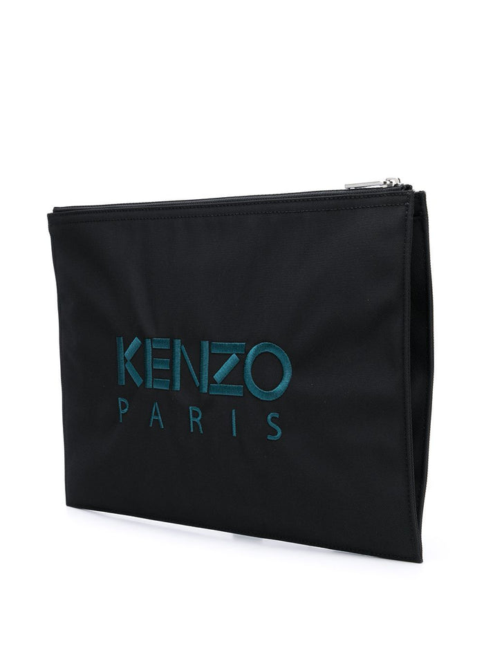 Kenzo Canvas Tiger Embroidered Pouch Black - Maison De Fashion