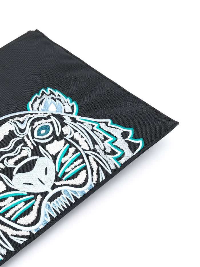 Kenzo Canvas Tiger Embroidered Pouch Black - Maison De Fashion