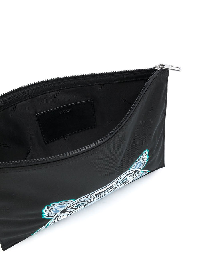 Kenzo Canvas Tiger Embroidered Pouch Black - Maison De Fashion