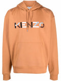 KENZO Logo Embroidered Hoodie Orange - MAISONDEFASHION.COM