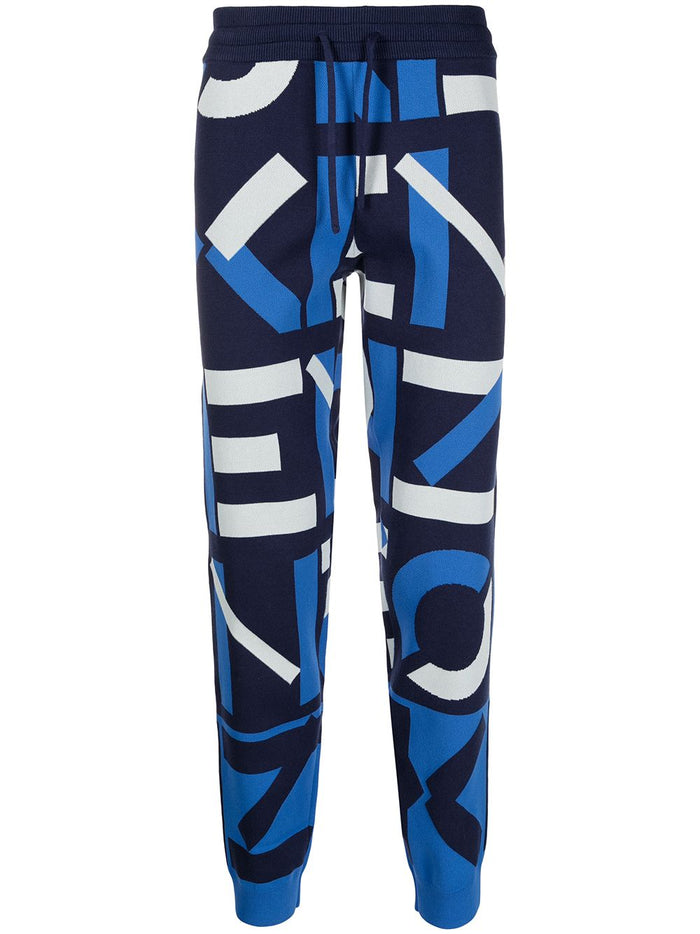 KENZO Logo Print Track Pants Blue - MAISONDEFASHION.COM