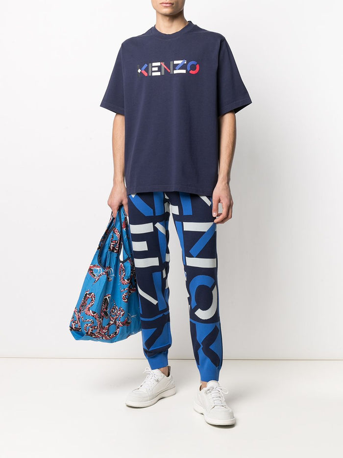 KENZO Logo Print Track Pants Blue - MAISONDEFASHION.COM