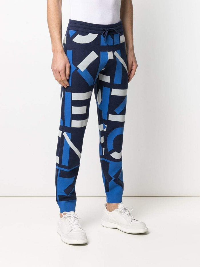 KENZO Logo Print Track Pants Blue - MAISONDEFASHION.COM