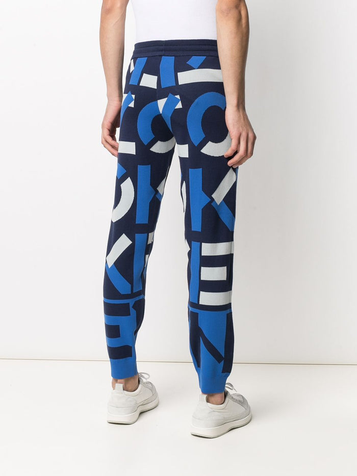 KENZO Logo Print Track Pants Blue - MAISONDEFASHION.COM