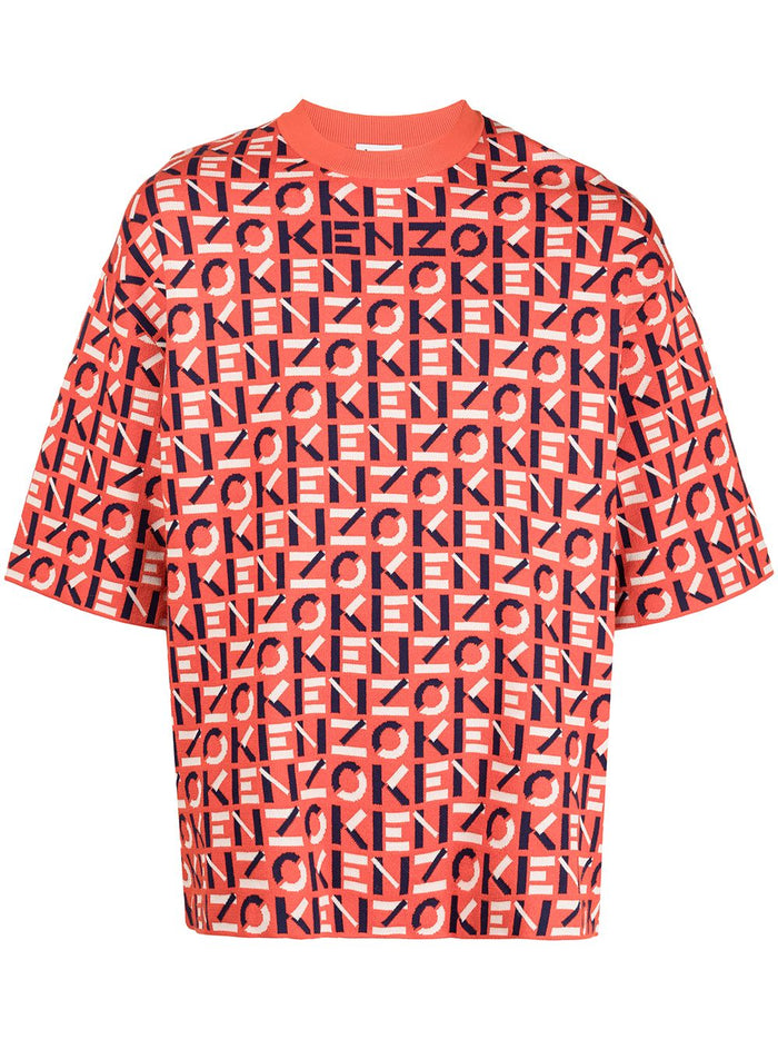 KENZO Monogram pattern T-shirt Red - MAISONDEFASHION.COM
