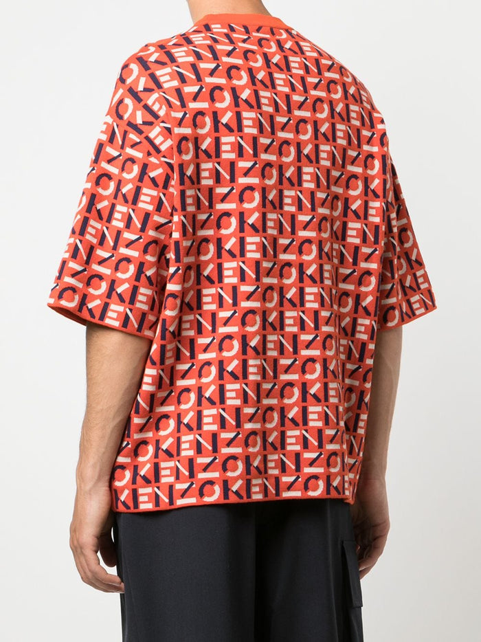 KENZO Monogram pattern T-shirt Red - MAISONDEFASHION.COM