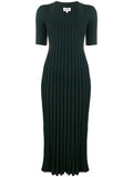KENZO WOMEN Pleated Ribbed Dress Dark Green - Maison De Fashion