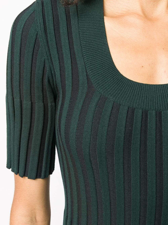 KENZO WOMEN Pleated Ribbed Dress Dark Green - Maison De Fashion