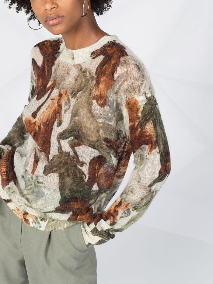 KENZO Women's Horse Print Knitted Sweatshirt - Maison De Fashion