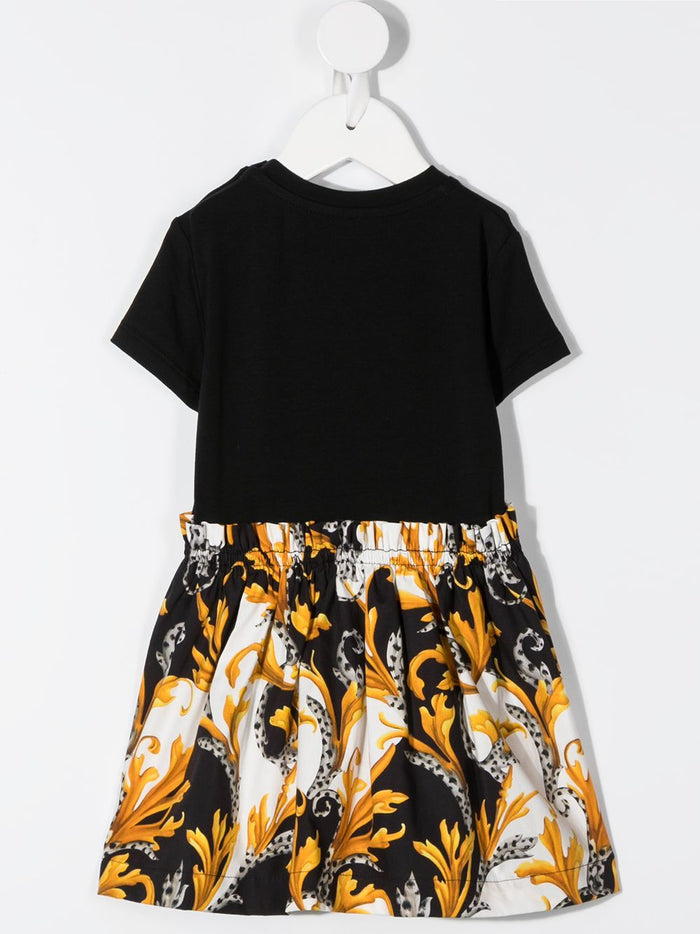 VERSACE KIDS Baby Baroque Print Dress Black/Gold - Maison De Fashion