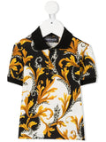 VERSACE KIDS Baby Baroque Print Polo Shirt White/Gold - Maison De Fashion