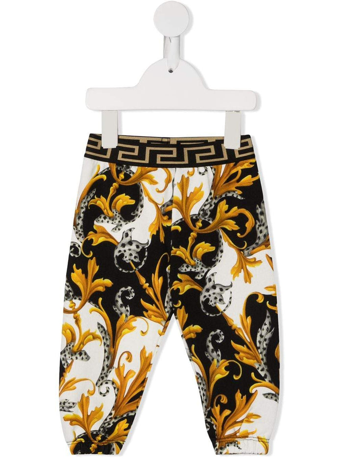VERSACE KIDS Baby Baroque Print Waistband Leggins White/Gold - Maison De Fashion