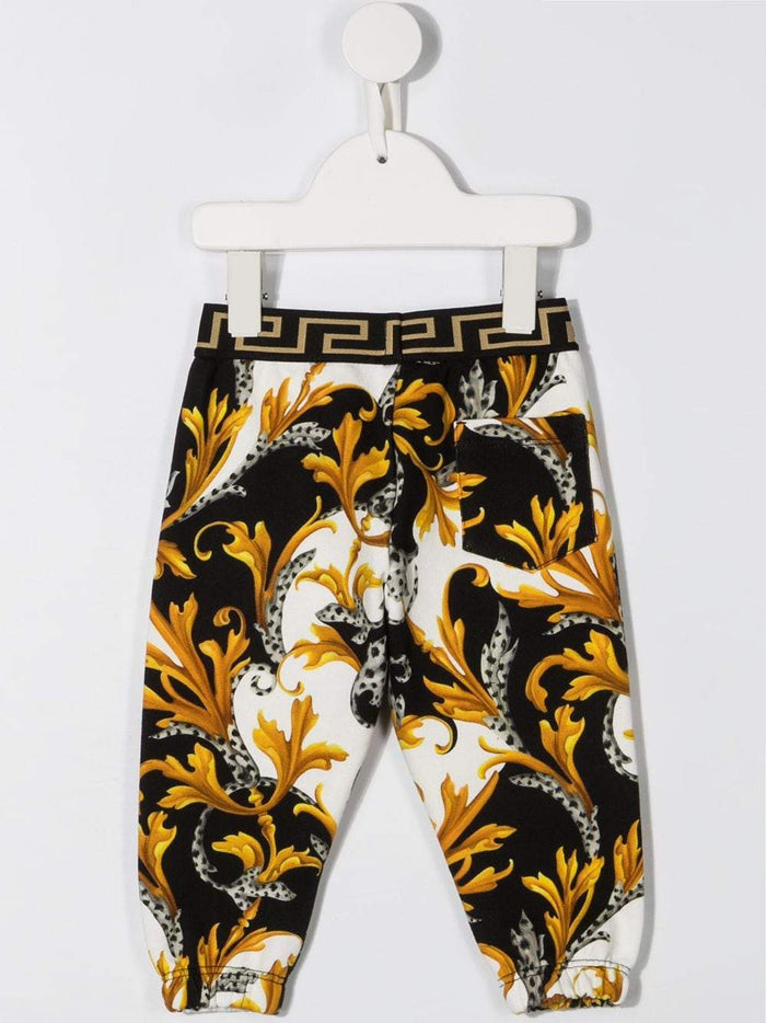 VERSACE KIDS Baby Baroque Print Waistband Leggins White/Gold - Maison De Fashion