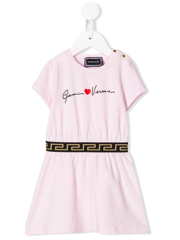 VERSACE KIDS baby dropped waist logo dress pink - Maison De Fashion