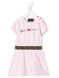 VERSACE KIDS baby dropped waist logo dress pink - Maison De Fashion