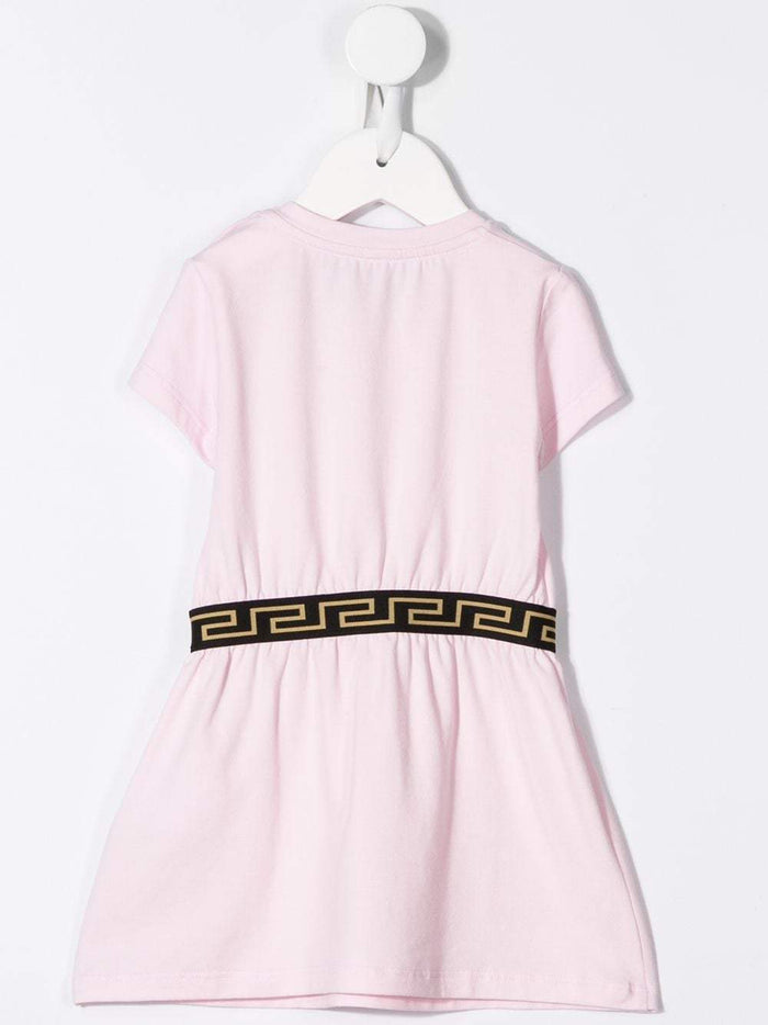 VERSACE KIDS baby dropped waist logo dress pink - Maison De Fashion