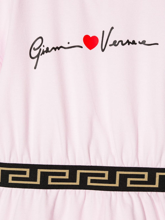 VERSACE KIDS baby dropped waist logo dress pink - Maison De Fashion