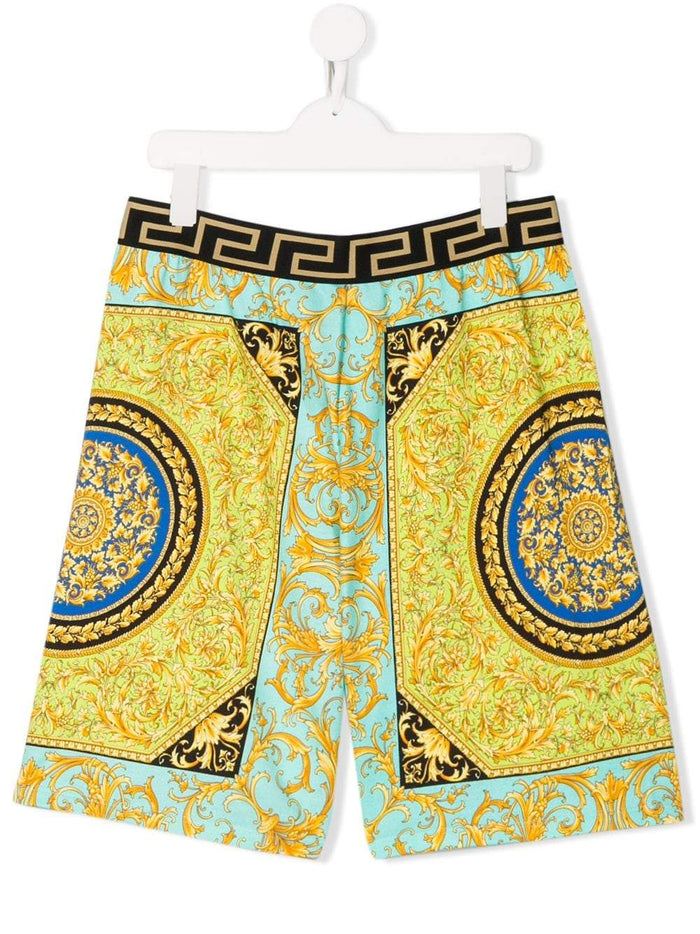 VERSACE KIDS Baroque Print Waistband Shorts - Maison De Fashion