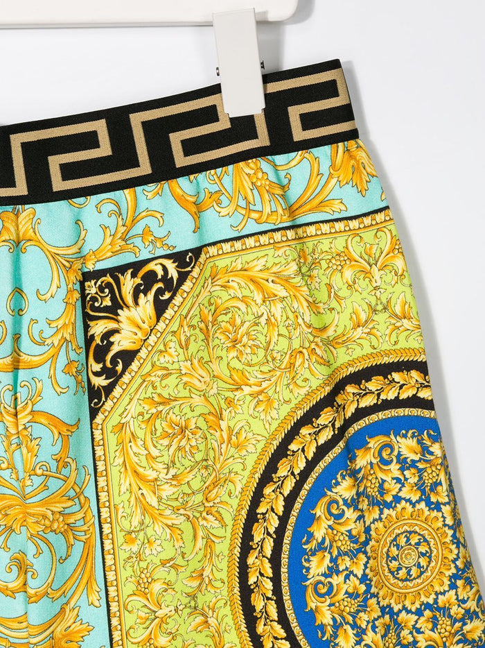 VERSACE KIDS Baroque Print Waistband Shorts - Maison De Fashion