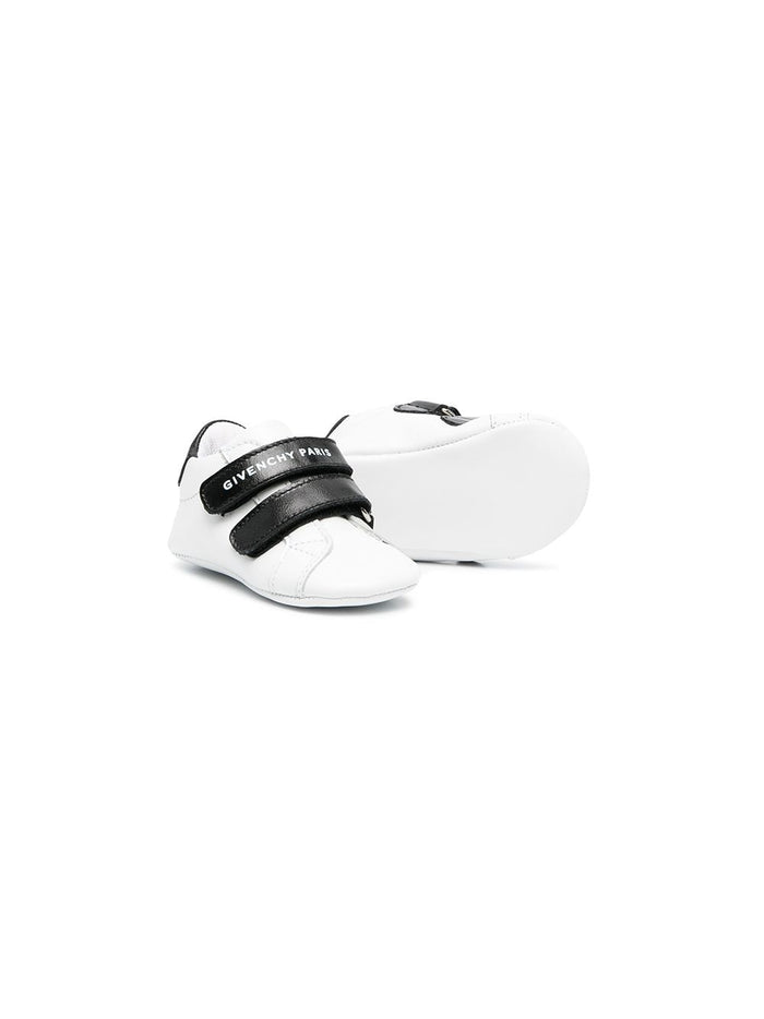 GIVENCHY KIDS Leather touch-strap trainers White/Black - MAISONDEFASHION.COM