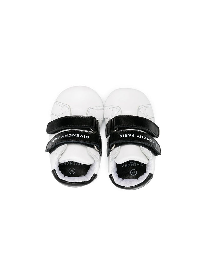 GIVENCHY KIDS Leather touch-strap trainers White/Black - MAISONDEFASHION.COM