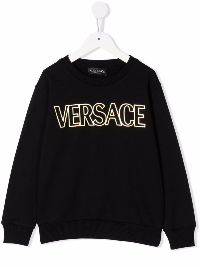 VERSACE KIDS Logo Sweatshirt Black - MAISONDEFASHION.COM