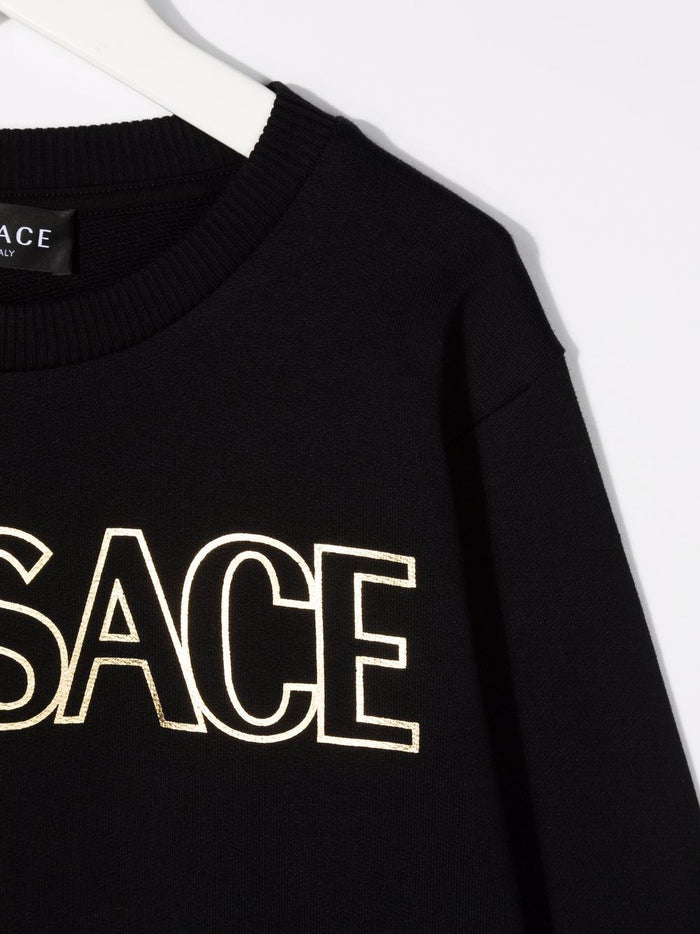 VERSACE KIDS Logo Sweatshirt Black - MAISONDEFASHION.COM