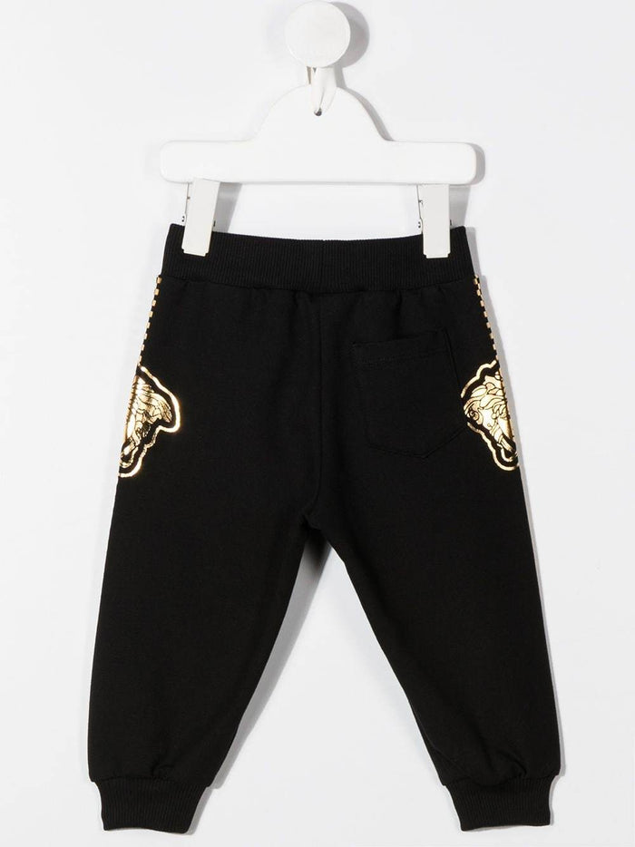 VERSACE KIDS Medusa Print Joggers Black/Gold - Maison De Fashion