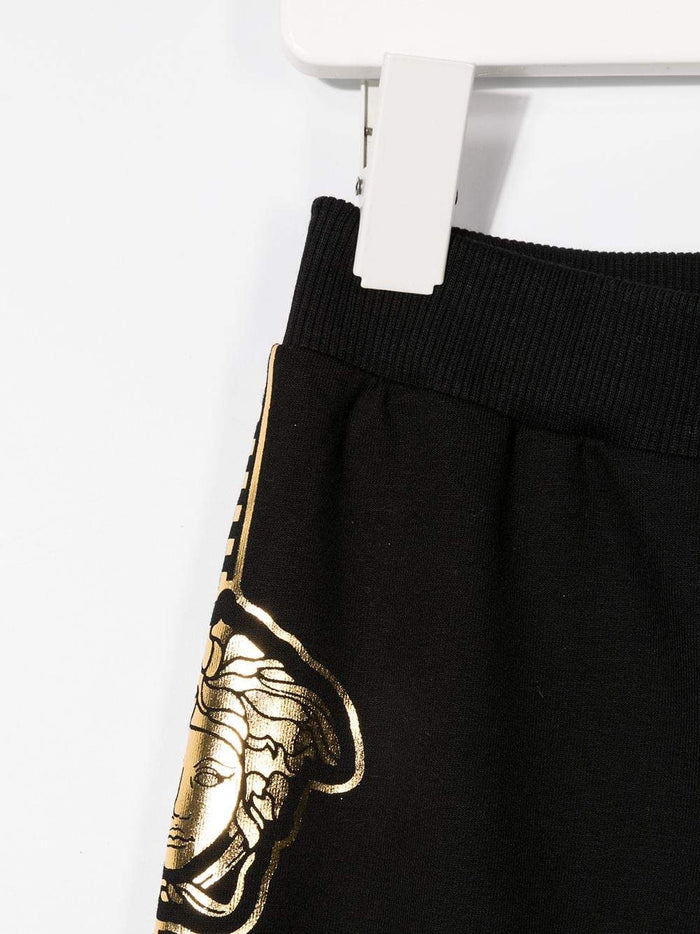 VERSACE KIDS Medusa Print Joggers Black/Gold - Maison De Fashion