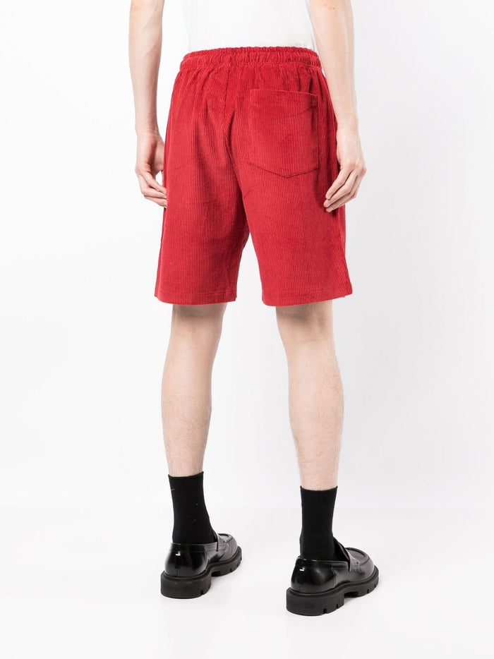 KIDSUPER Graphic-print corduroy Bermuda shorts Red - MAISONDEFASHION.COM