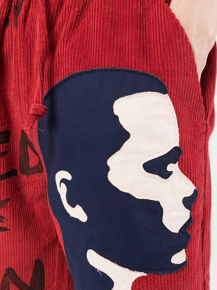 KIDSUPER Graphic-print corduroy Bermuda shorts Red - MAISONDEFASHION.COM