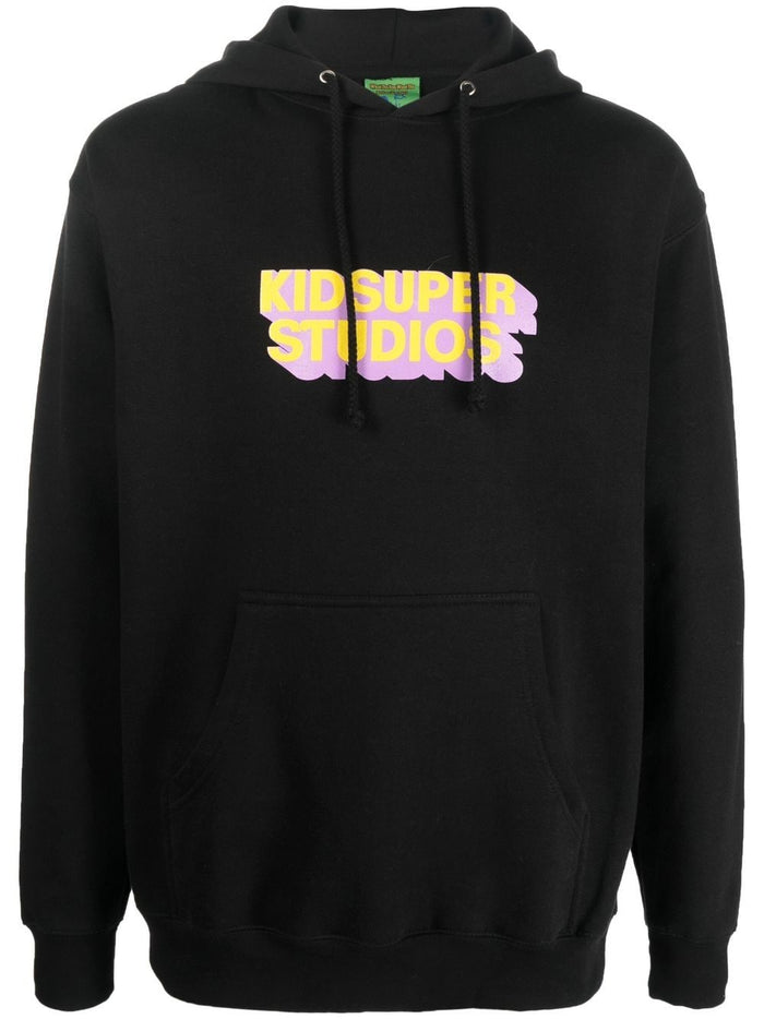 KIDSUPER Logo-print cotton hoodie Black - MAISONDEFASHION.COM