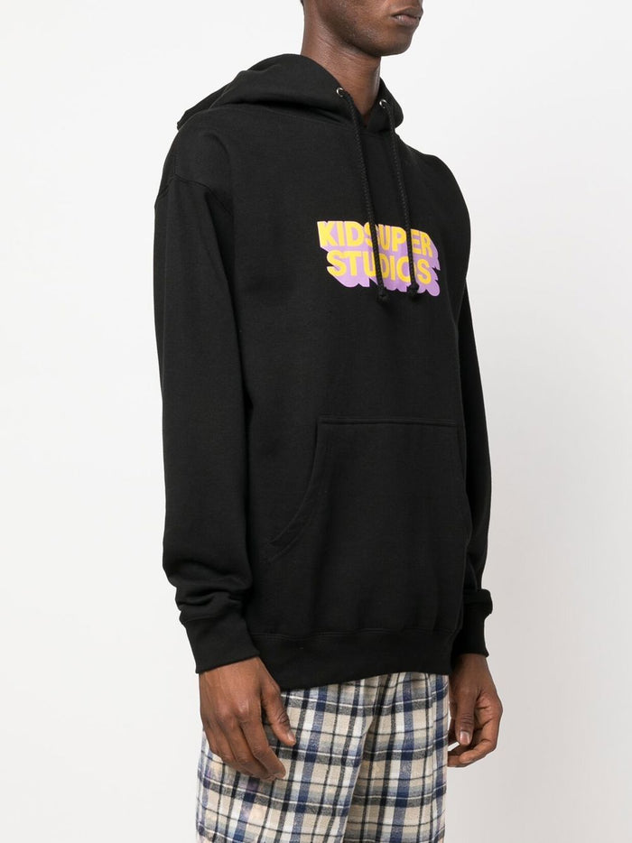 KIDSUPER Logo-print cotton hoodie Black - MAISONDEFASHION.COM