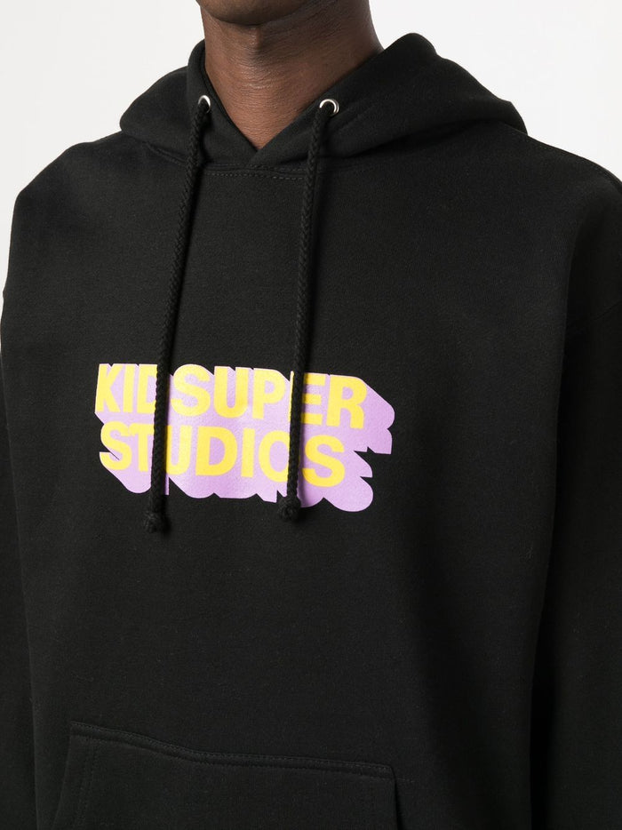 KIDSUPER Logo-print cotton hoodie Black - MAISONDEFASHION.COM