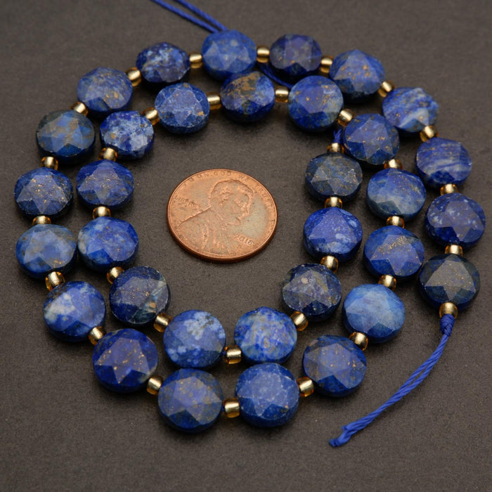 Lapis Lazuli · Faceted · Coin · 10mm, Tejas Beads, Beads