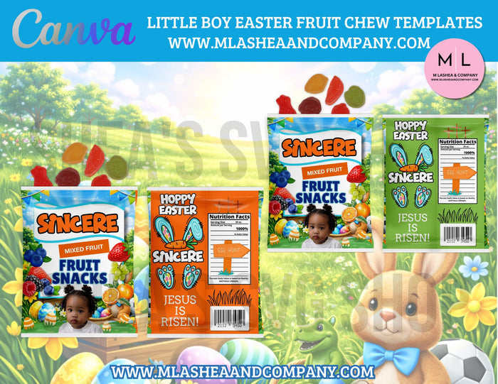 Little Boy Easter Fruit Chew Canva Templates