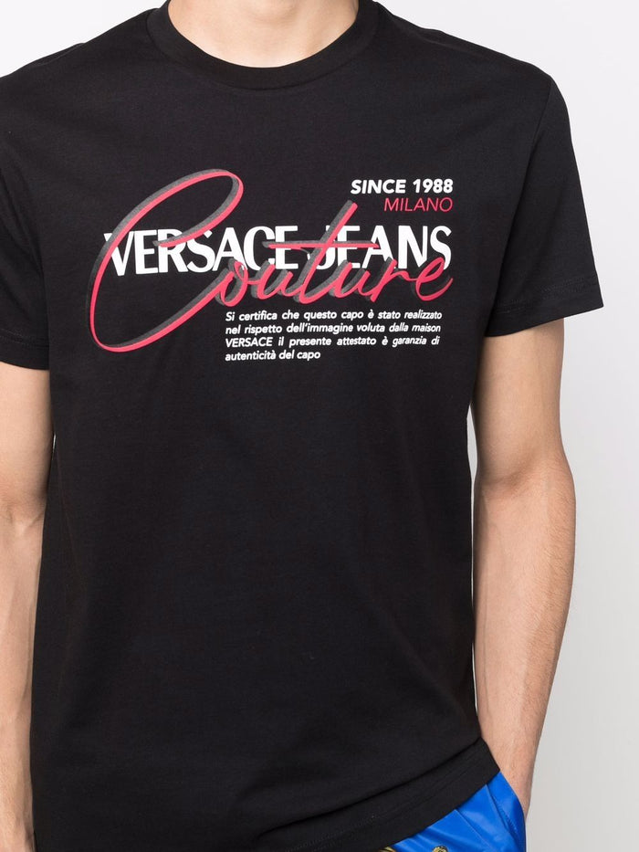 VERSACE Logo Print T-Shirt Black - MAISONDEFASHION.COM