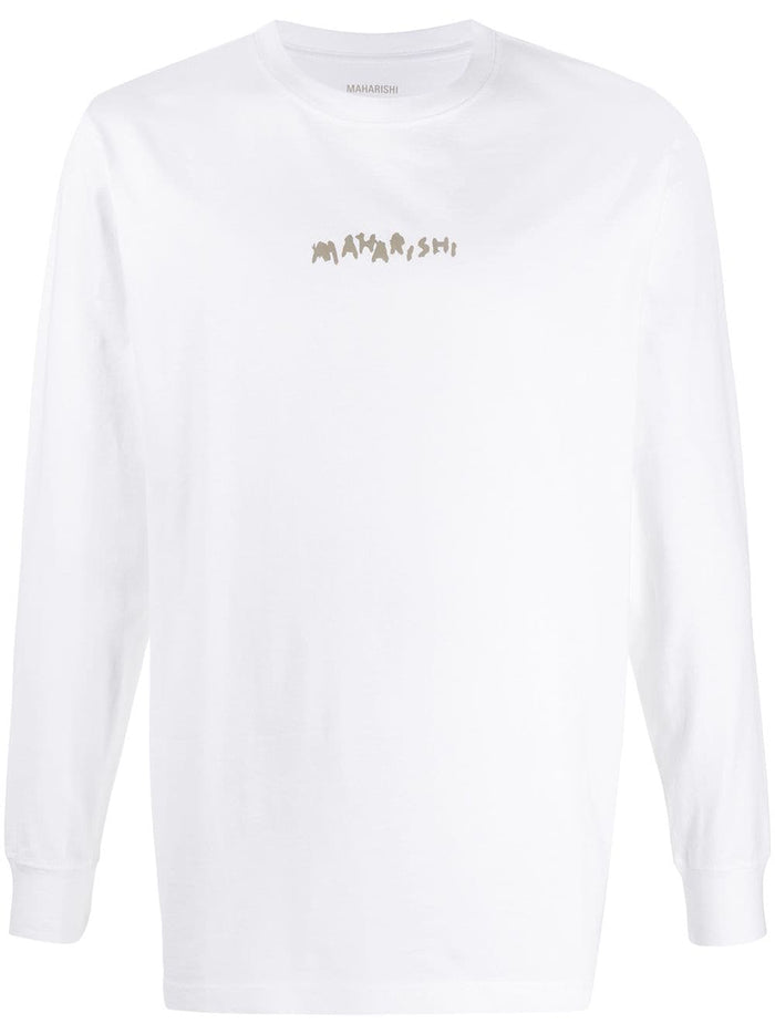 MAHARISHI Woodblock Print Long Sleeve T-shirt White - Maison De Fashion