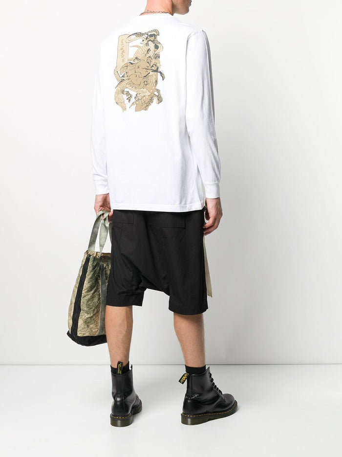 MAHARISHI Woodblock Print Long Sleeve T-shirt White - Maison De Fashion