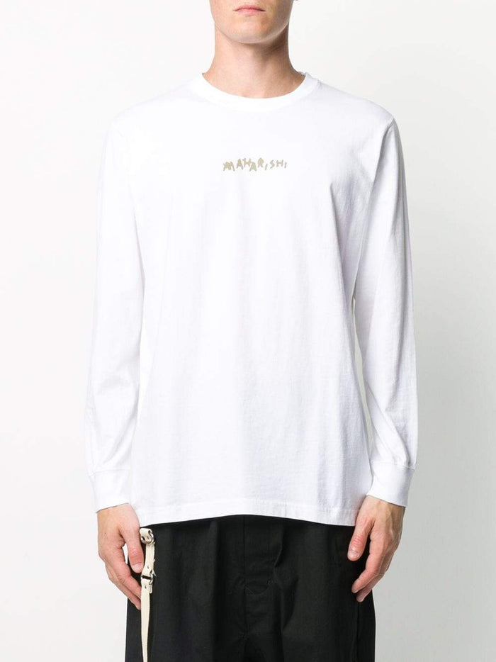 MAHARISHI Woodblock Print Long Sleeve T-shirt White - Maison De Fashion