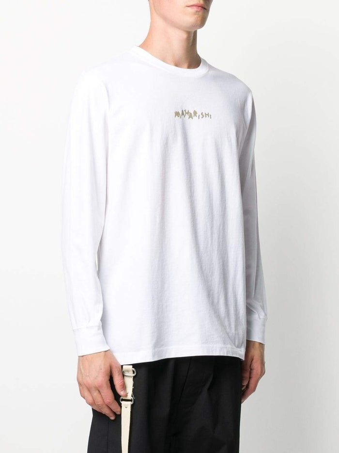 MAHARISHI Woodblock Print Long Sleeve T-shirt White - Maison De Fashion