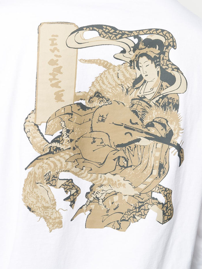 MAHARISHI Woodblock Print Long Sleeve T-shirt White - Maison De Fashion