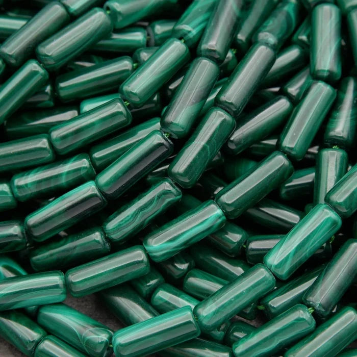 Malachite · Smooth · Tube · 4mm, Tejas Beads, Beads
