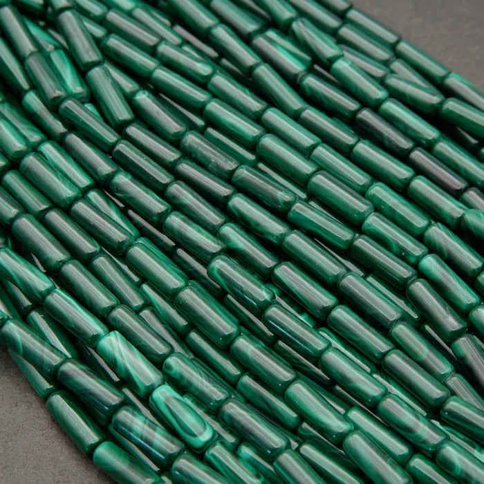 Malachite · Smooth · Tube · 4mm, Tejas Beads, Beads