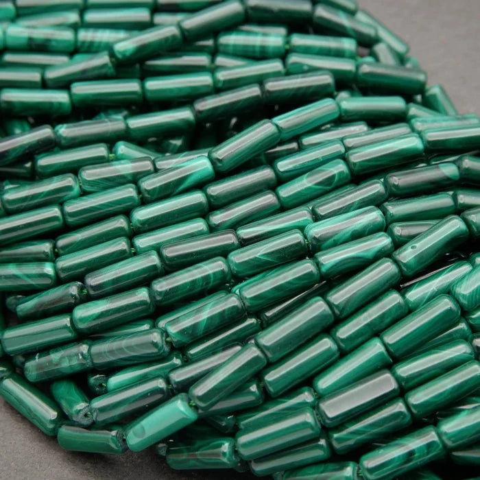 Malachite · Smooth · Tube · 4mm, Tejas Beads, Beads