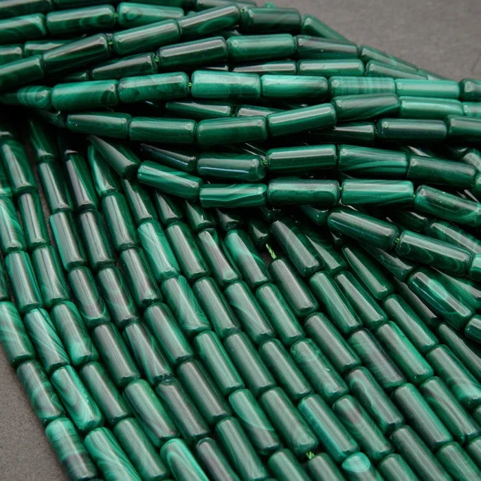 Malachite · Smooth · Tube · 4mm, Tejas Beads, Beads