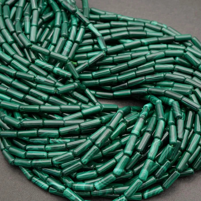 Malachite · Smooth · Tube · 4mm, Tejas Beads, Beads
