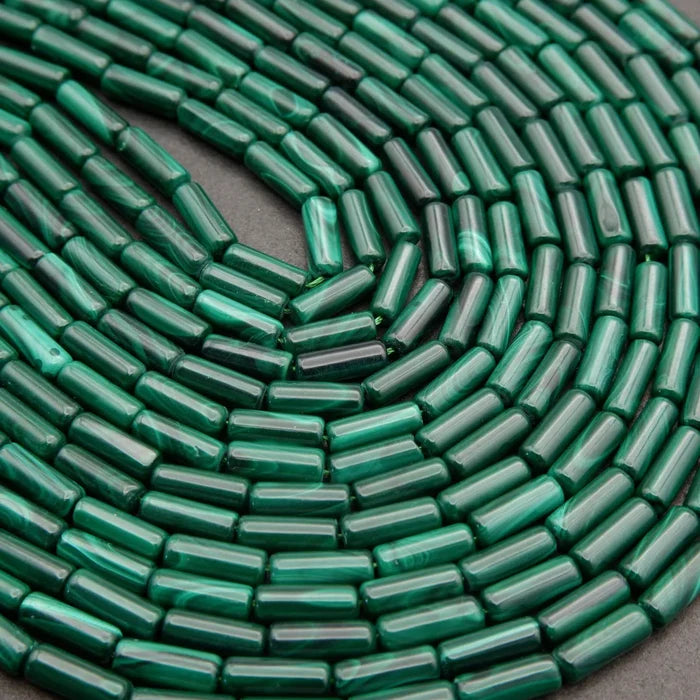 Malachite · Smooth · Tube · 4mm, Tejas Beads, Beads