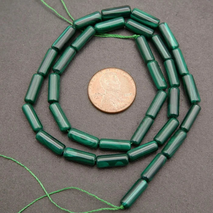Malachite · Smooth · Tube · 4mm, Tejas Beads, Beads